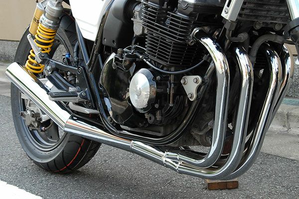 XJR400/S/R/R2イカシタショート管ZZYA管(ジーヤ管)メッキ