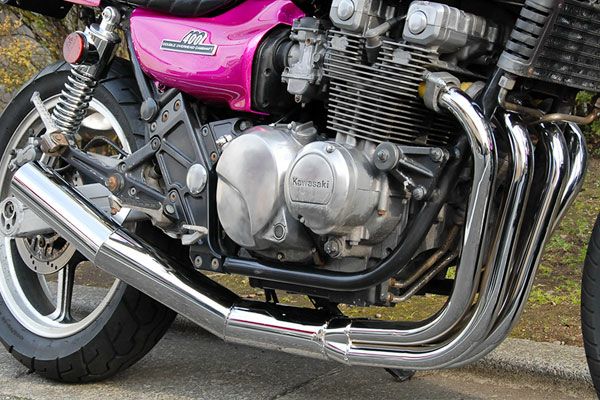 ゼファー400/χ80φ極太マフラーバズー管メッキ