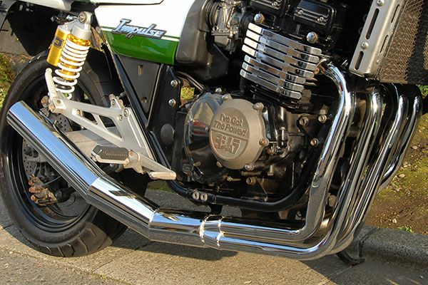  GSX400インパルス80φ極太マフラーバズー管メッキ
