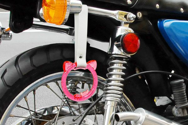 ネコつり輪 つり革 クリアピンクラメ 旧車バイクカスタムパーツのゼットファーザーブラザーズ ネコつり輪 つり革 クリアピンクラメ 旧車バイクカスタムパーツのゼットファーザーブラザーズ